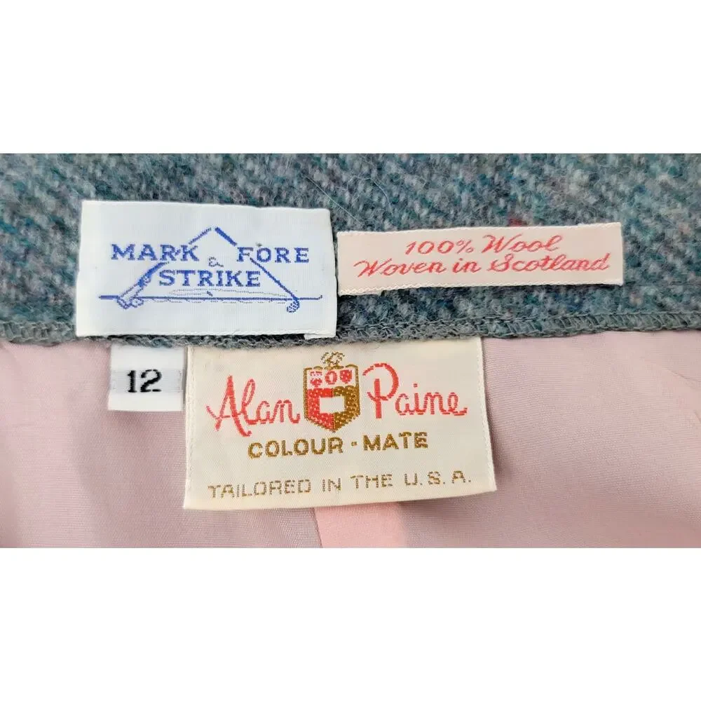 Alan Paine Wool Plaid Midi Skirt Scottish Tweed Preppy Size 12